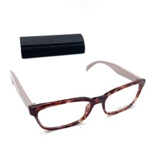 Prada Eyeglasses VPR 18T Tortoise Pink Marble Rectangular Frames Italy